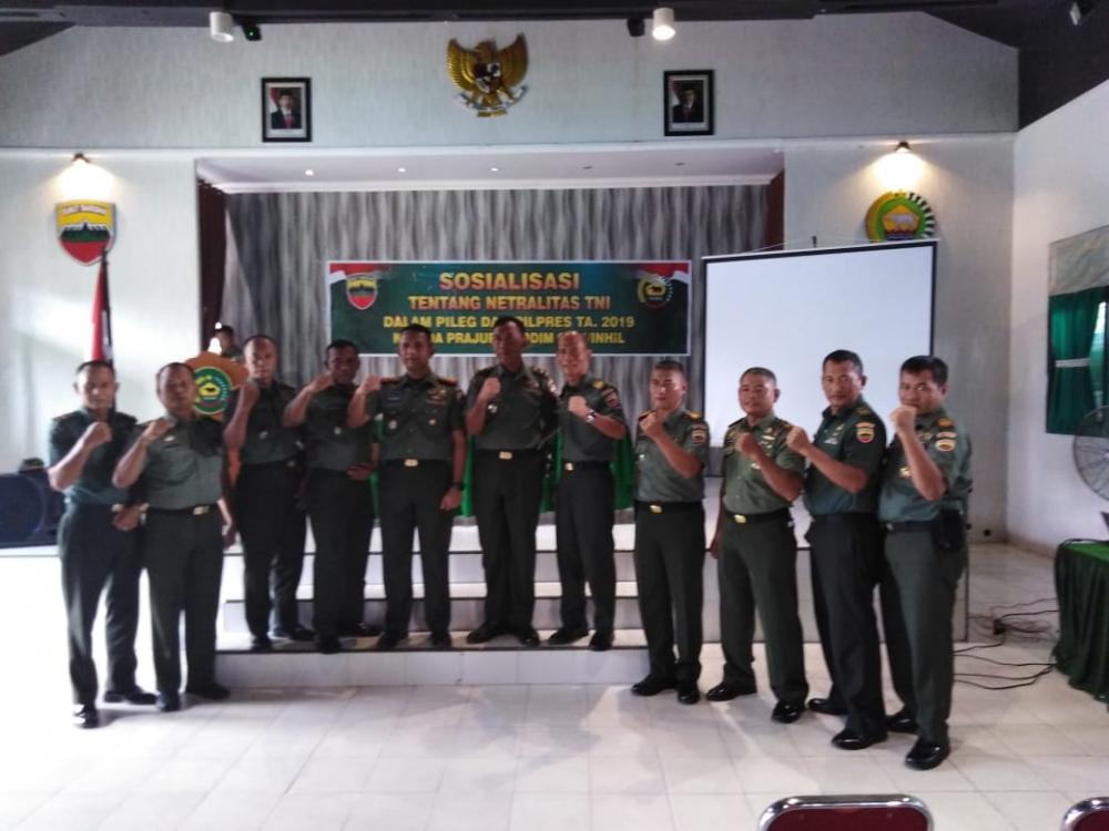 Komando Distrik Militer (Kodim) 0314/Inhil gelar Sosialisasi Netralitas TNI bagi prajurit 