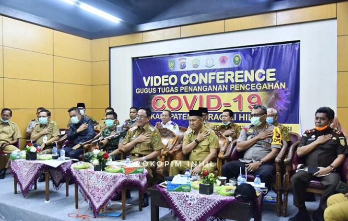 Pemkab Inhil Adakan Vedeo Conference Bersama Gubernur Riau