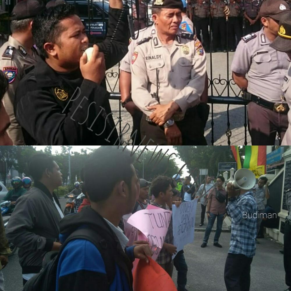 Kasus Perambahan Hutan oleh PT WRP di Rohil, Mahasiswa Demo di Depan Polda Riau