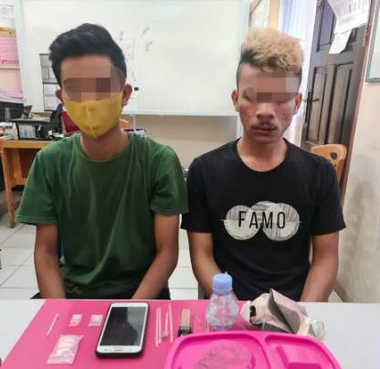 2 Pelaku Narkoba Diciduk Resnarkoba Polres Kampar di Gang Kasturi Bangkinang Kota