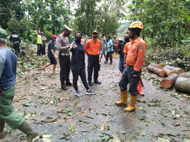 Kapolres Banjar Meninjau langsung Lokasi terjadinya bencana alam tanah longsor di  Jajawar Banjar