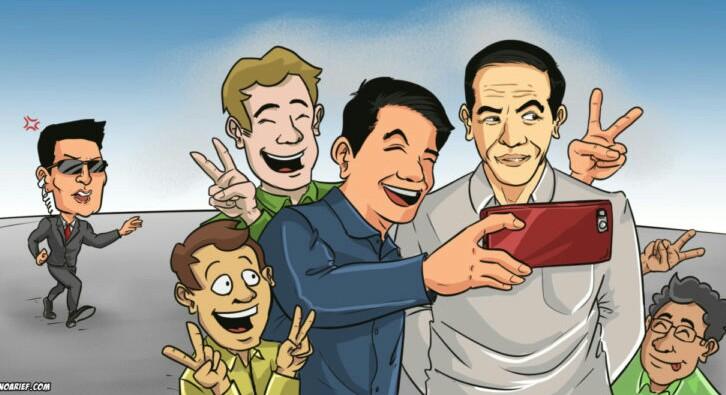 Uji Nyali, Wefie Salam Dua Jari Bersama Jokowi