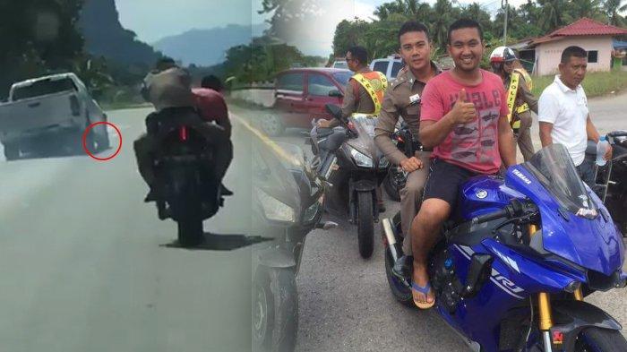 Viral, Video Biker Bersandal Jepit Bonceng Polisi Lumpuhkan Pelaku Tabrak Lari