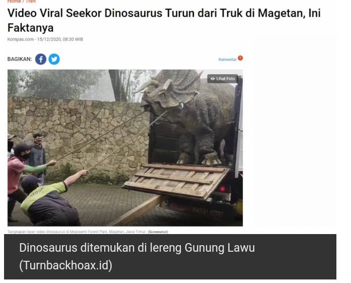 Cek Fakta,Dinosaurus Ditemukan di Lereng Gunung Lawu, Magetan, Jawa Timur.