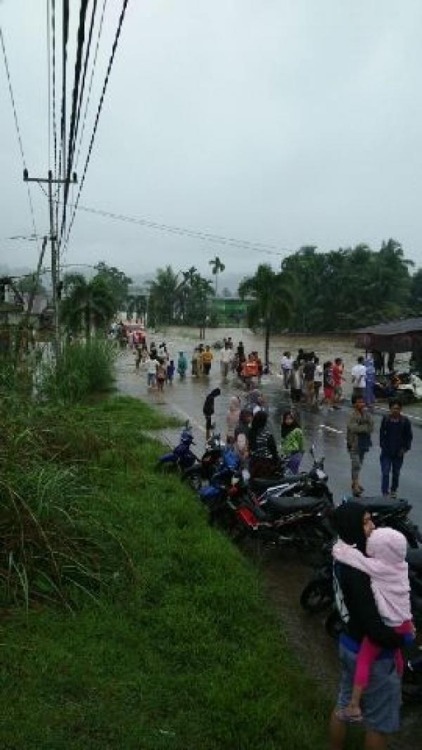 Kondisi Terkini Banjir di Jalan Lintas Riau-Sumbar, Air Sudah Capai Atap Rumah