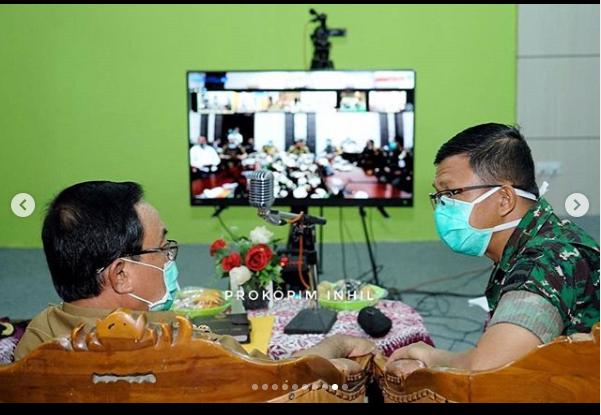 Bupati HM Wardan Video Comference Dengan Gubernur Riau Tentang Penanganan Virus Corona Di Inhil