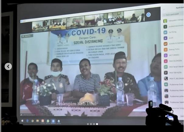 Antisipasi Penyebaran Covid-19 di Kab. Inhil, Bupati HM.Wardan Pantau Setiap Kecamatan Melalui Video Conference. 