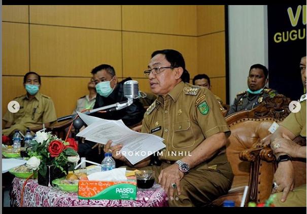 Bupati HM Wardan Video Comference Dengan Gubernur Riau Tentang Penanganan Virus Corona Di Inhil