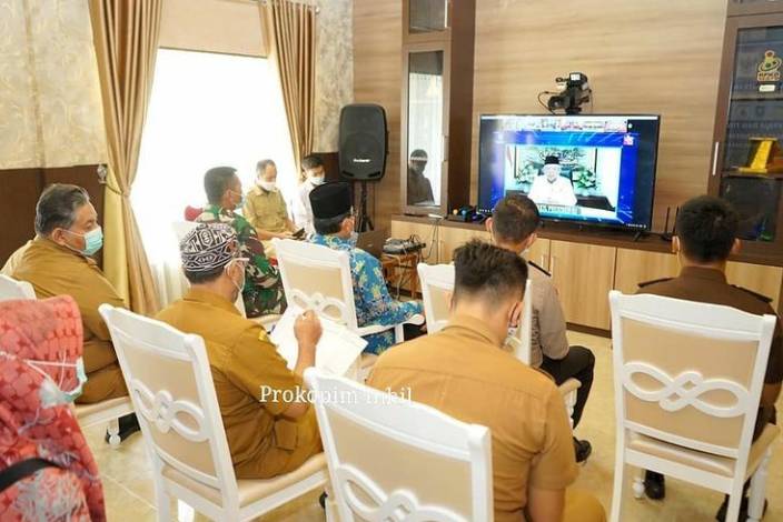Bupati Indragiri Hilir HM Wardan Peringati Hari Otonomi Daerah Ke XXV Secara Virtual